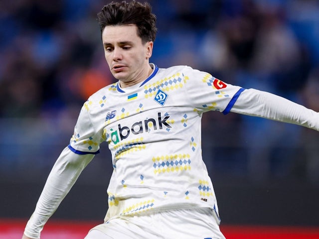 Dynamo Kiev player Mykola Shaparenko during his side's match against Viktoria Plzen, on November 28, 2024