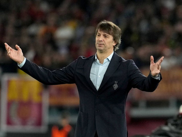 Manager Oleksandr Shovkovskyi of Dynamo Kiev during his side's Europa League match against Roma, on October 24, 2024