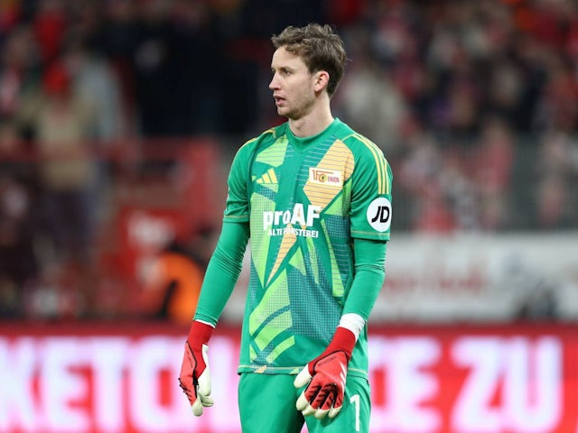 Frederik Ronnow of Union Berlin during his side's match against RB Leipzig, on February 1, 2025