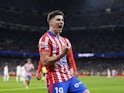 Atletico Madrid's Julian Alvarez celebrates scoring against Real Madrid on February 8, 2025