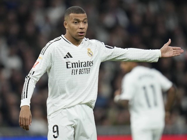 Real Madrid's Kylian Mbappe on February 8, 2025