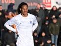 Saint-Etienne midfielder Mathis Amougou in action for France Under-19s in March 2023.