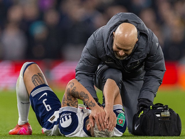 Tottenham Hotspur attacker Richarlison suffers an injury on February 6, 2025