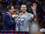  Tom Brady celebrates a Super Bowl victory with the New England Patriots on February 3, 2019