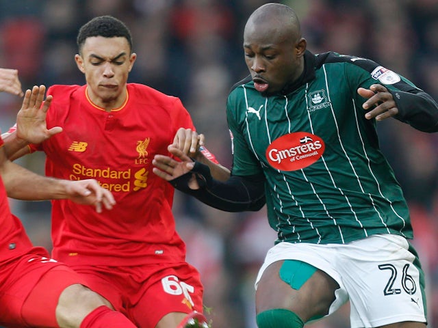 Liverpool's Trent Alexander-Arnold and Plymouth Argyle's Arnold Garita pictured on January 8, 2017