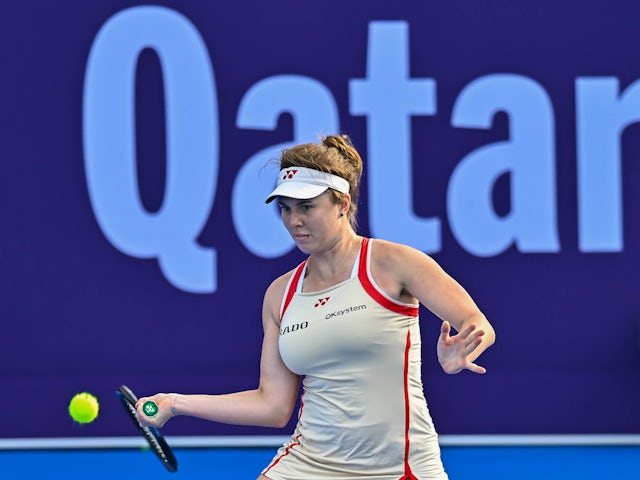 Linda Noskova in action at the Qatar Open on February 10, 2025