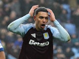 Aston Villa's Morgan Rogers reacts after a missed chance on February 15, 2025