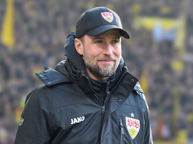 Manager of Stuttgart Sebastian Hoeness during his side's clash against Borussia Dortmund, on February 8, 2025