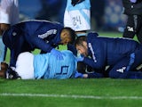 Nottingham Forest forward Taiwo Awoniyi receives treatment during FA Cup win over Exeter City.