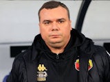 Head coach of Jagiellonia Bialystok Adrian Siemieniec during his side's match against Backa Topola, on February 13, 2025