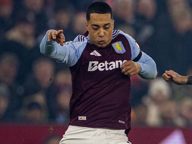 Youri Tielemans of Aston Villa during his side's game against Liverpool, on February 19, 2025