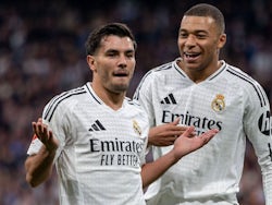 Real Madrid's Brahim Diaz with Kylian Mbappe on January 19, 2025