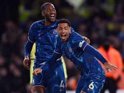 Chelsea's Levi Colwill celebrates with Tosin Adarabioyo on February 25, 2025