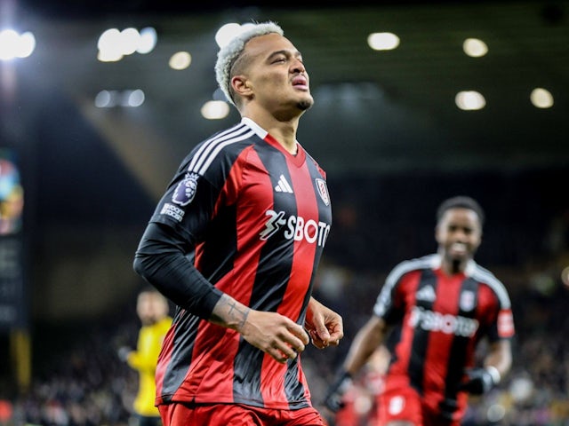 Rodrigo Muniz of Fulham celebrates after scoring against Wolverhampton Wanderers, on February 25, 2025