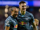 RB Leipzig's Xavi Simons and Benjamin Sesko celebrate on September 19, 2024