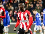 Brentford's Yoane Wissa celebrates making it 1-0 on February 26, 2025