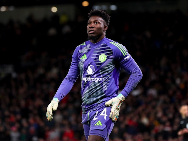 Andre Onana of Manchester United during his side's match against Fulham, on March 2, 2025