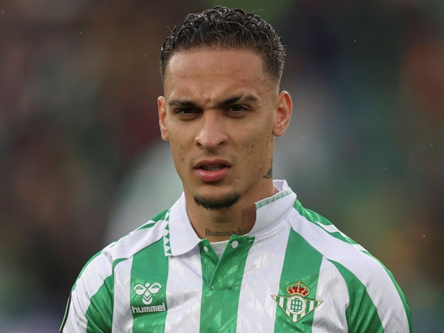 On loan Manchester United winger Antony during Real Betis' game against Vitoria Guimaraes, on March 6, 2025