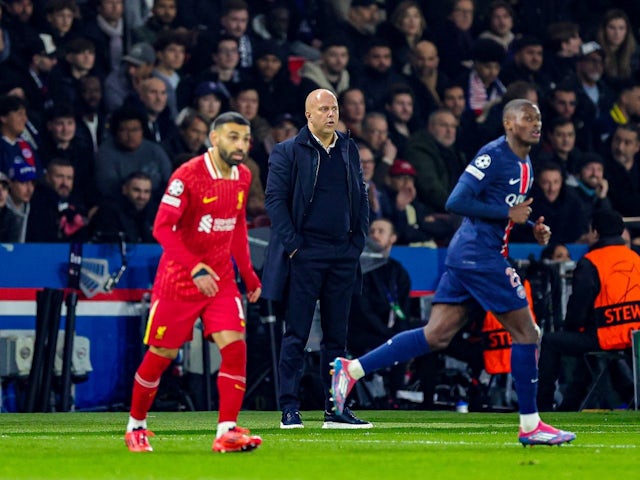 Liverpool manager Arne Slot during his side's match against Paris Saint-Germain in the Champions League, on March 5, 2025