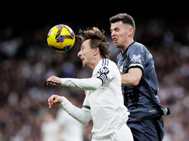 Luka Modric of Real Madrid during his side's match against Rayo Vallecano, on March 9, 2025