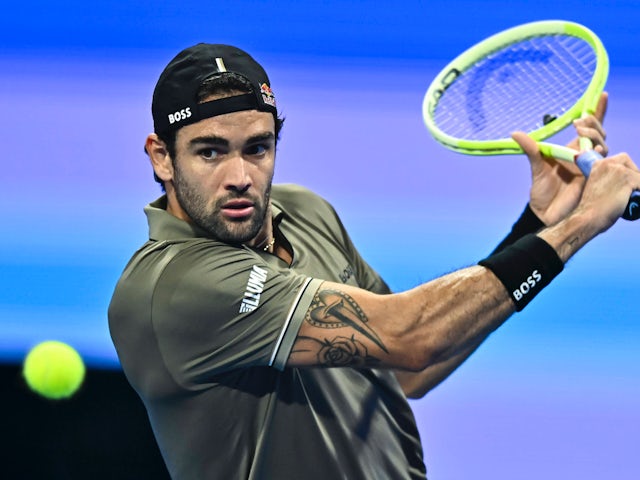 Matteo Berrettini in action at the Qatar Open on February 21, 2025