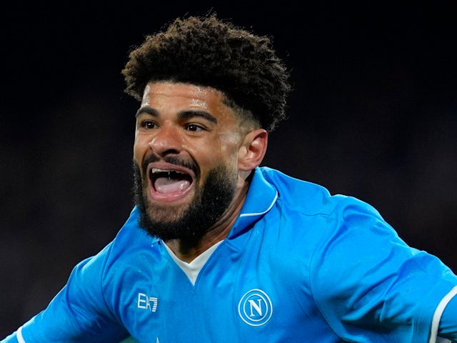 Philip Billing celebrates scoring for Napoli on March 2, 2025