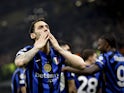 Inter Milan's Hakan Calhanoglu celebrates his goal on March 11, 2025