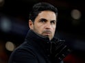 Arsenal head coach Mikel Arteta during his side's match against PSV Eindhoven, on March 12, 2025