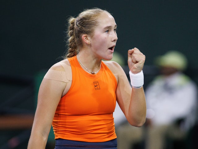 Mirra Andreeva reacts at the BNP Paribas Open at Indian Wells on March 9, 2025