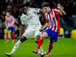 Real Madrid's Aurelien Tchouameni and Atletico Madrid's Julian Alvarez on March 4, 2025